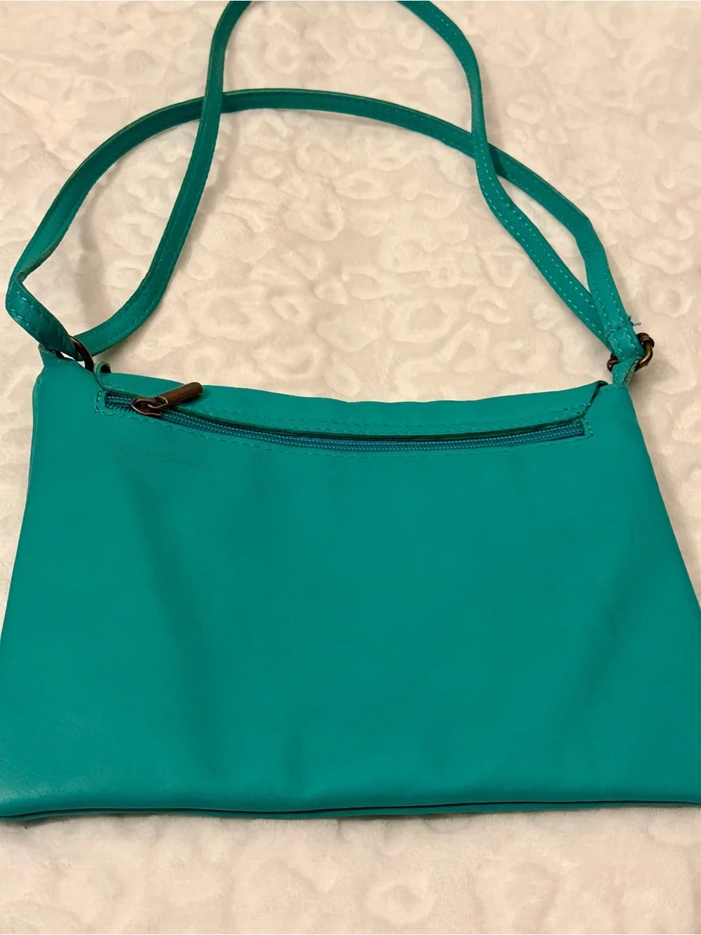 Teal Vintage Italian Leather Crossbody Shoulder Bag